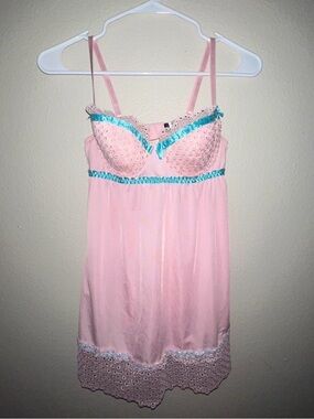 Rampage Pink Chemise with Teal Trim